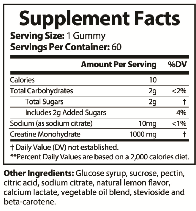 THRIXINE Pure Creatine Gummies - Lemon