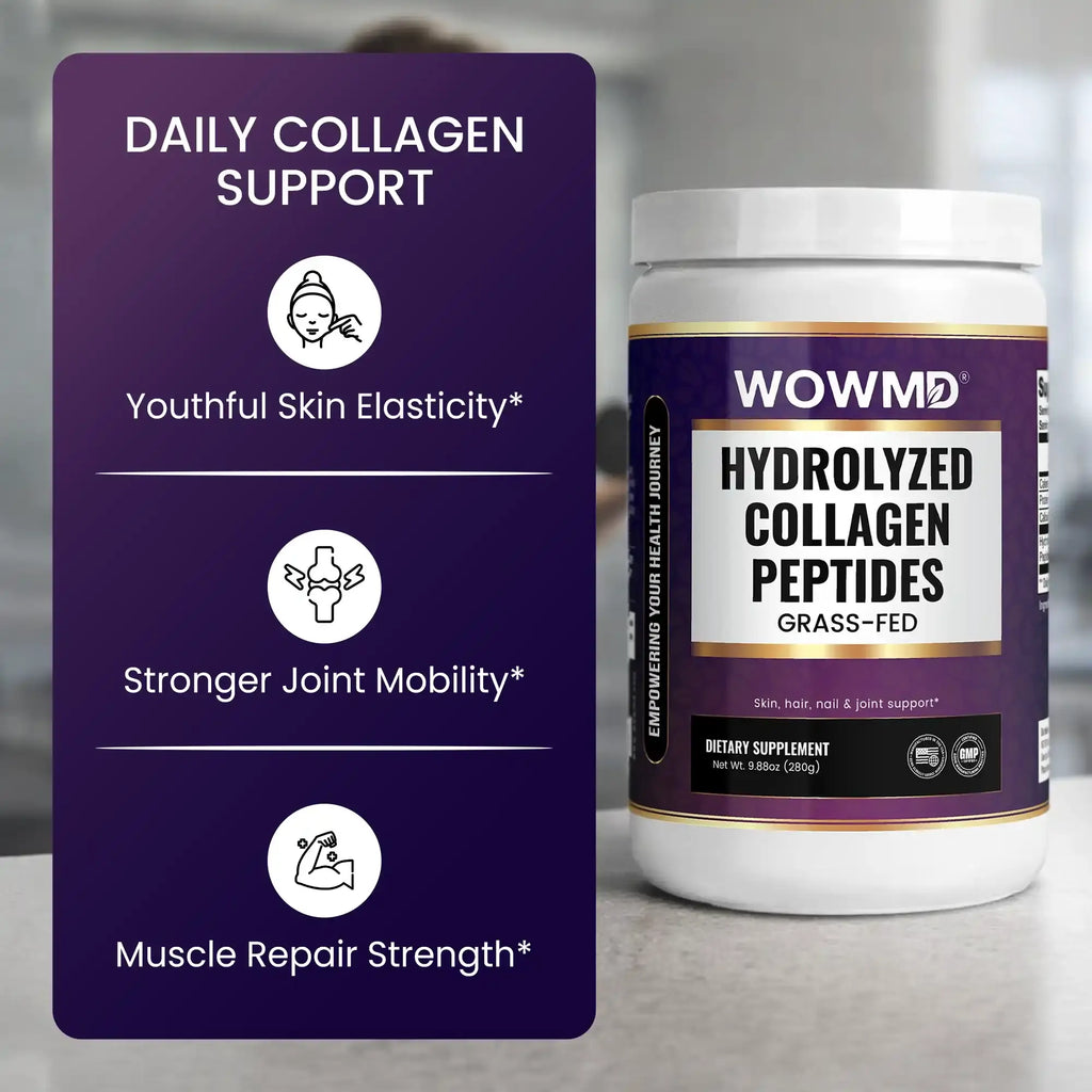 WOW MD Grass-Fed Hydrolyzed Collagen Peptides Powder - Unflavored