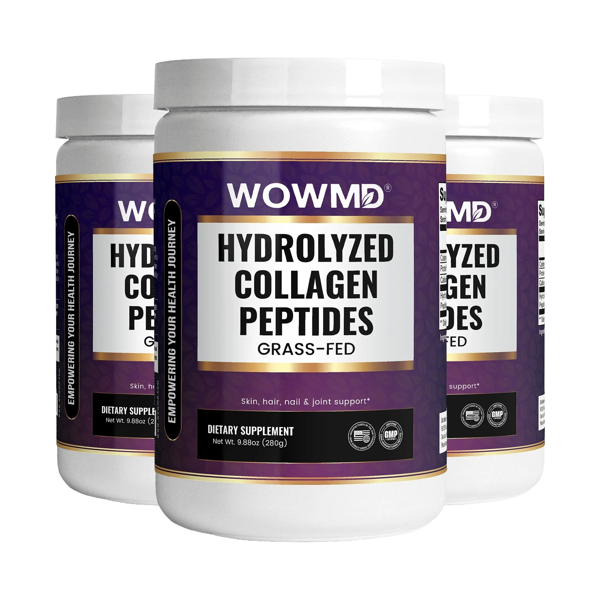 WOW MD Grass-Fed Hydrolyzed Collagen Peptides Powder - Unflavored