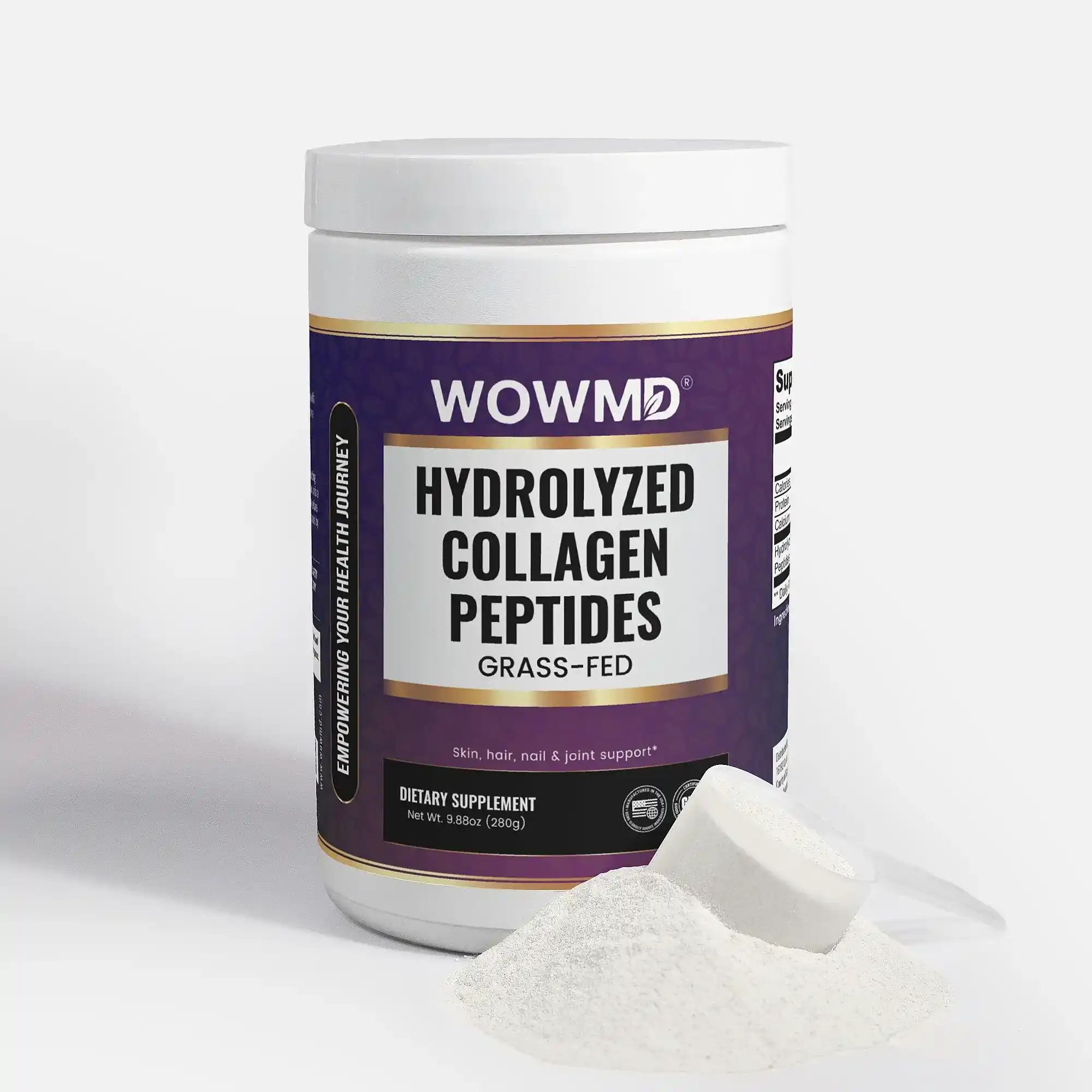 WOW MD Grass-Fed Hydrolyzed Collagen Peptides Powder - Unflavored
