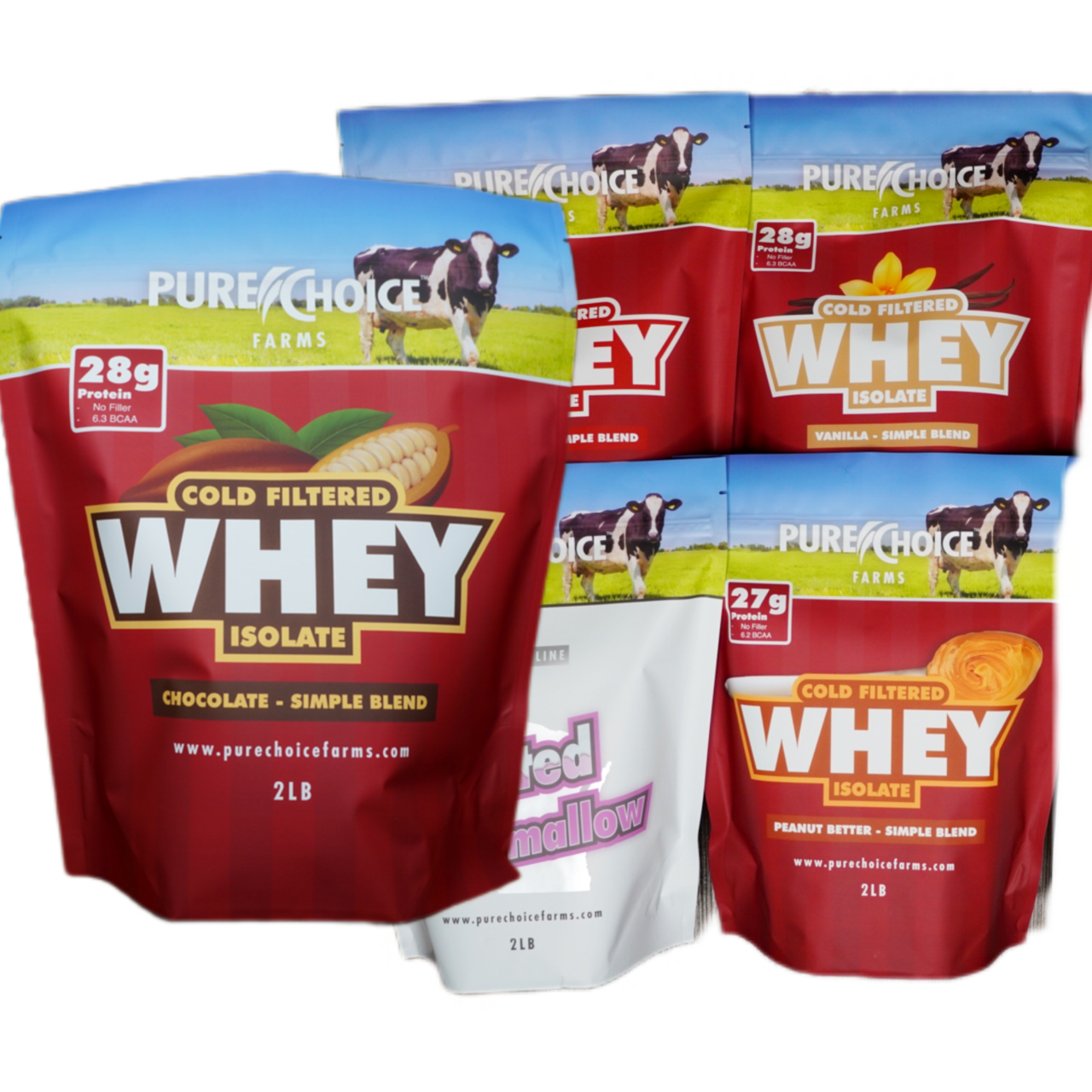 PURE CHOICE Whey Protein Isolate Powder Variety Pack- Flight of 5