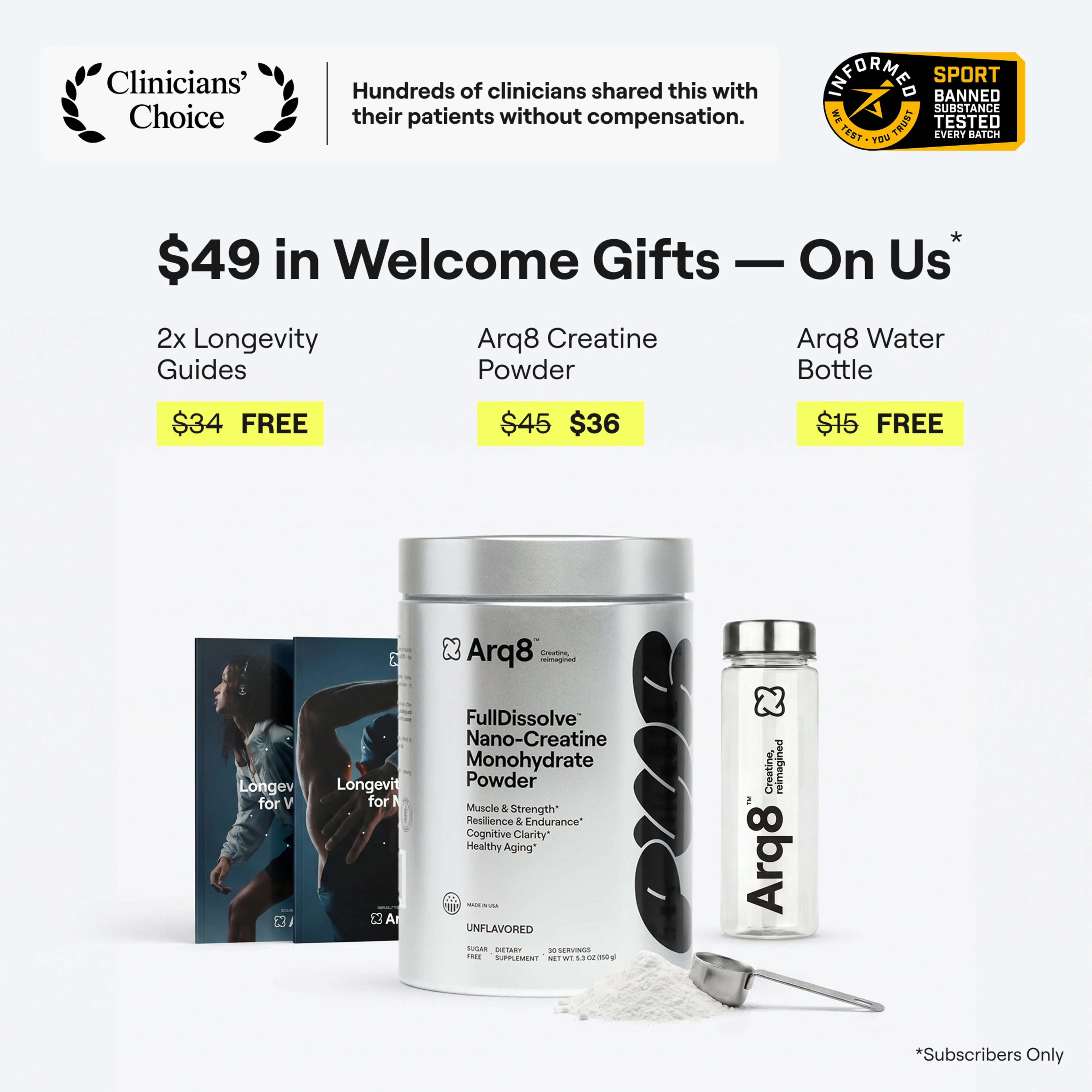 Arq8™ Nano-Creatine Monohydrate Powder - Unflavored