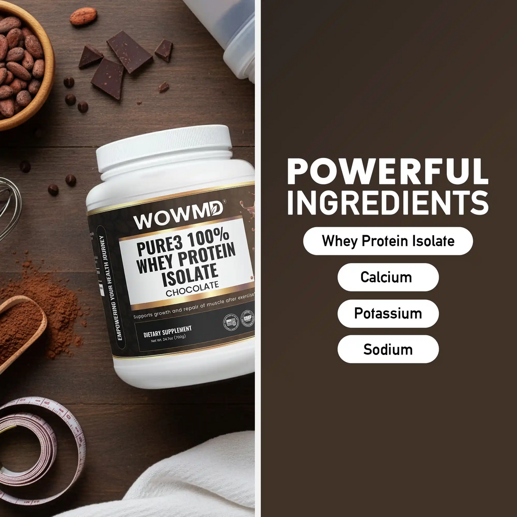 WOW MD Pure3 100% Whey Protein Isolate Powder - Chocolate