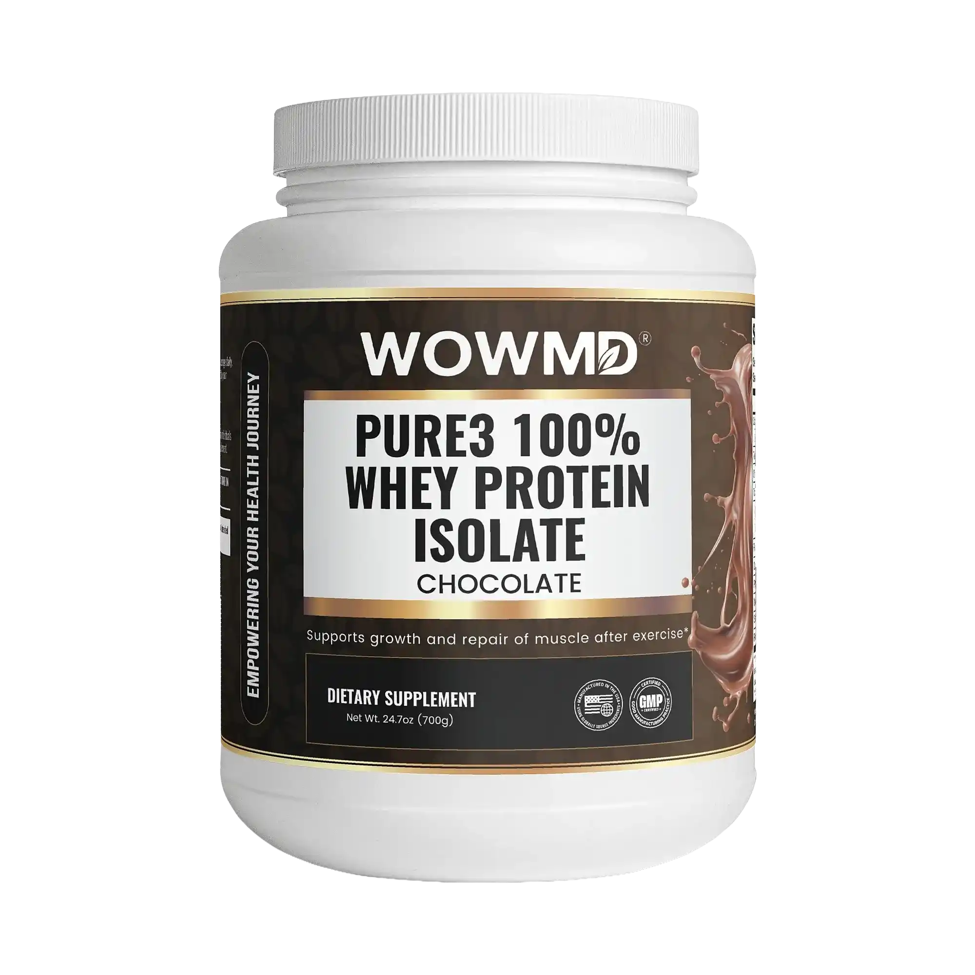 WOW MD Pure3 100% Whey Protein Isolate Powder - Chocolate