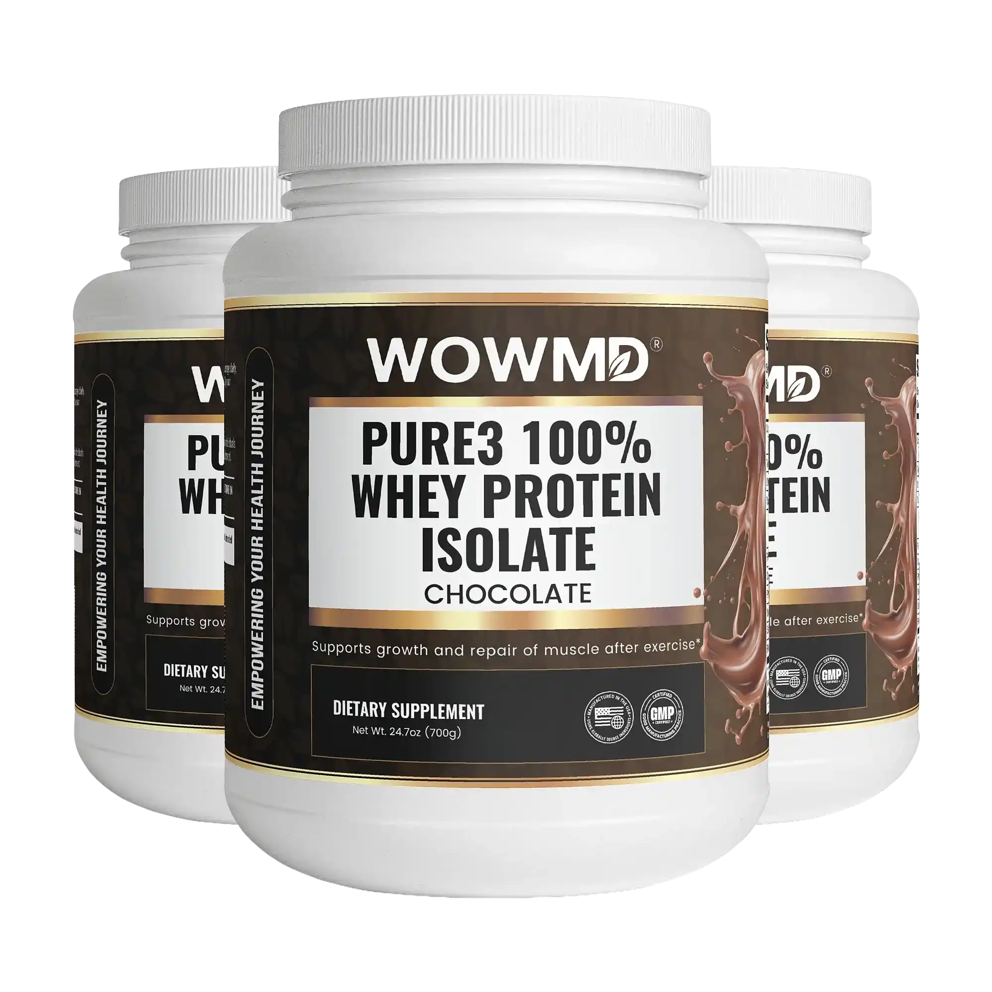 WOW MD Pure3 100% Whey Protein Isolate Powder - Chocolate