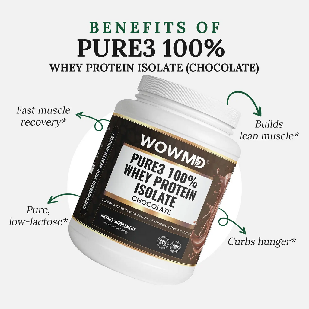 WOW MD Pure3 100% Whey Protein Isolate Powder - Chocolate