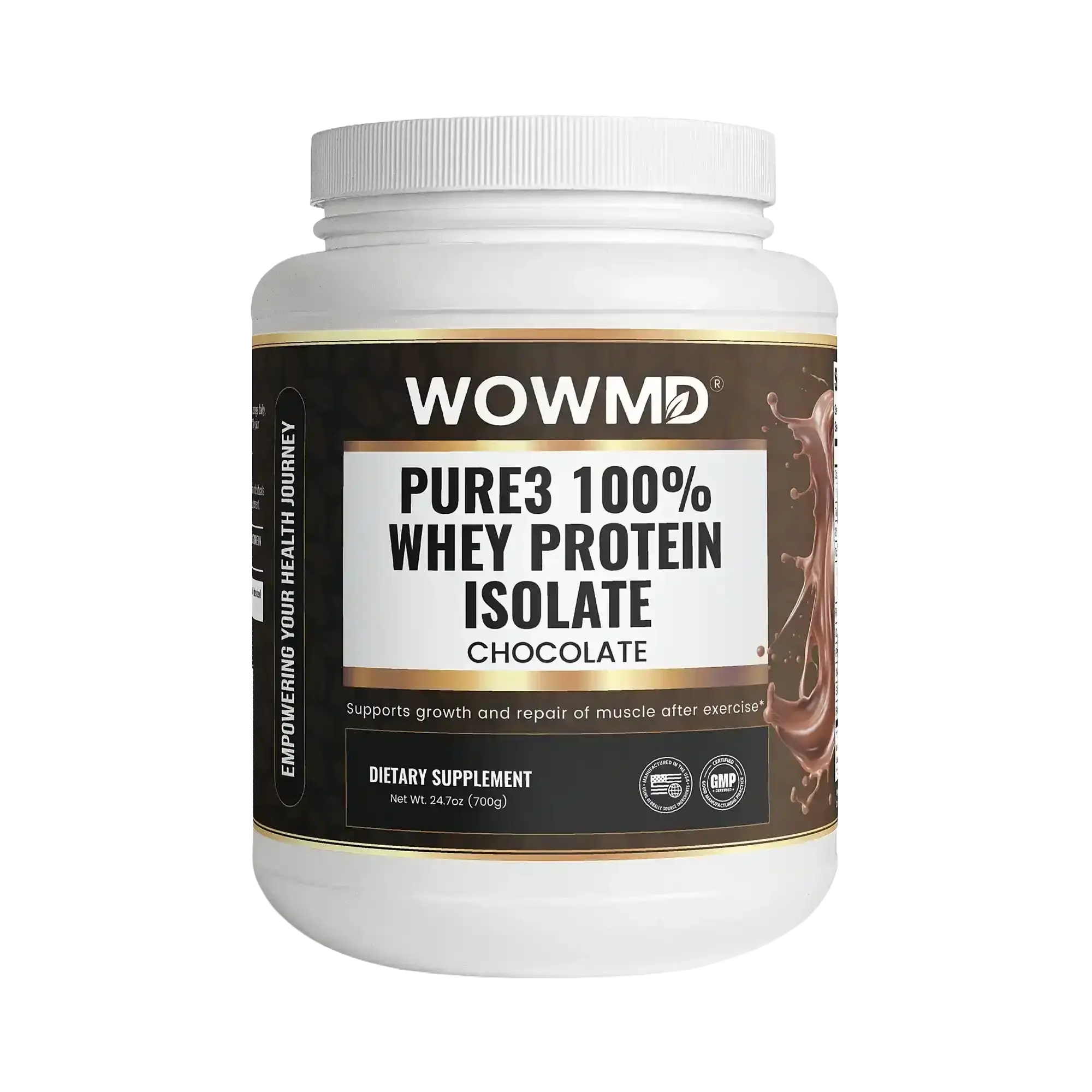 WOW MD Pure3 100% Whey Protein Isolate Powder - Chocolate