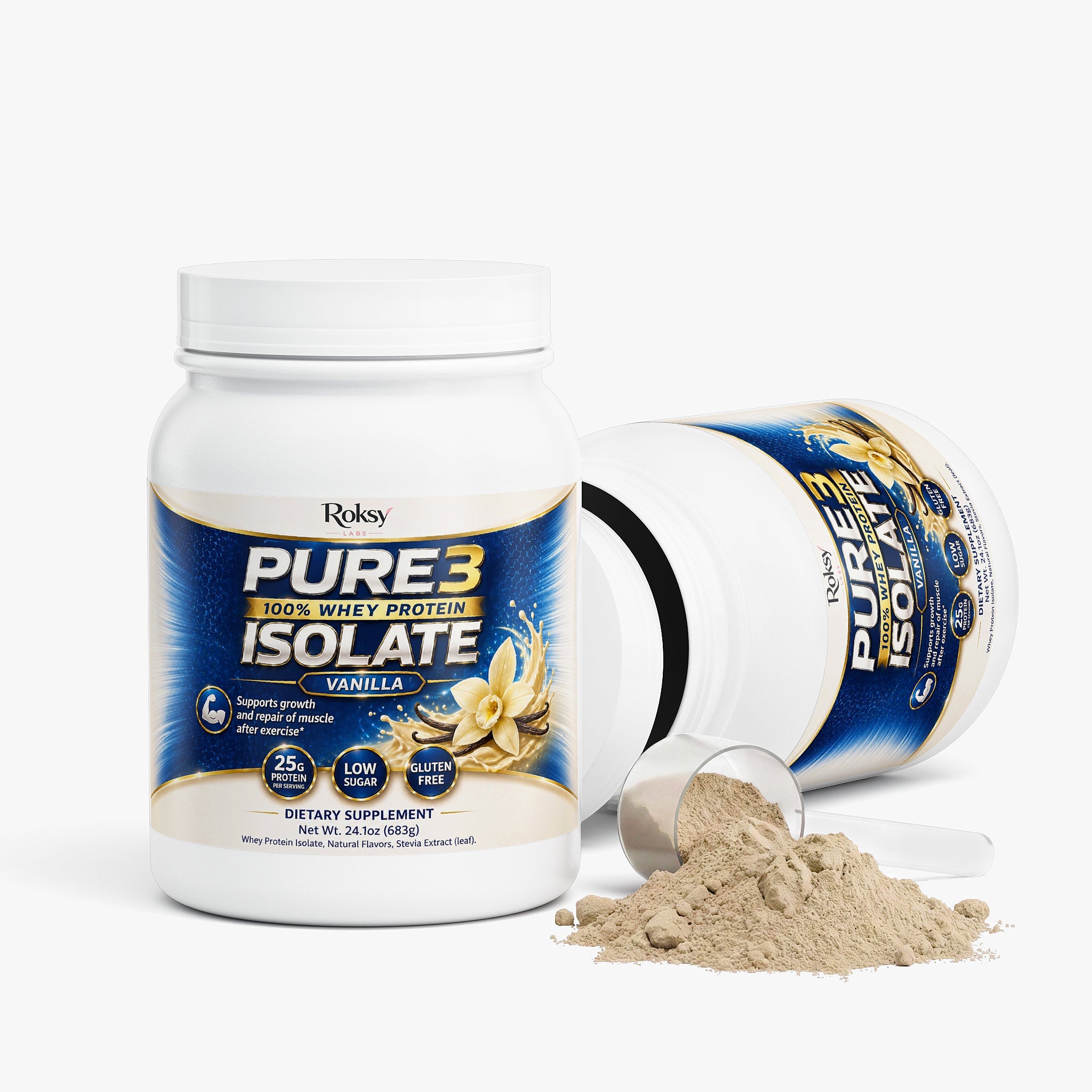 ROKSY PURE3 Whey Protein Isolate Powder - Vanilla