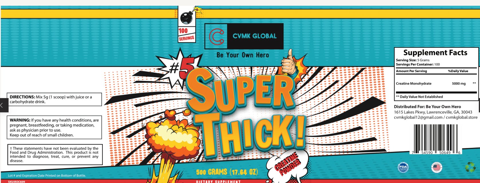 CVMK SUPER THICK Creatine Powder - Unflavored