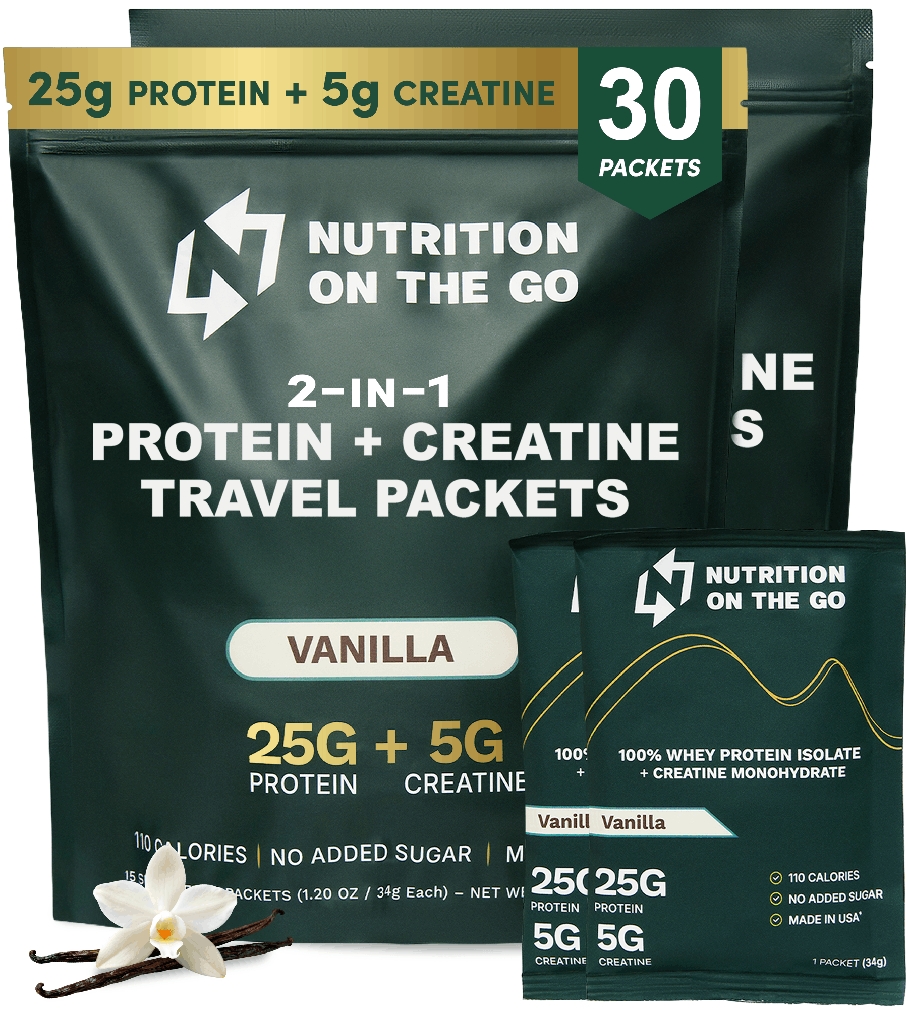 NUTRITION ON THE GO Whey Protein Isolate w/ Creatine Packets - Vanilla