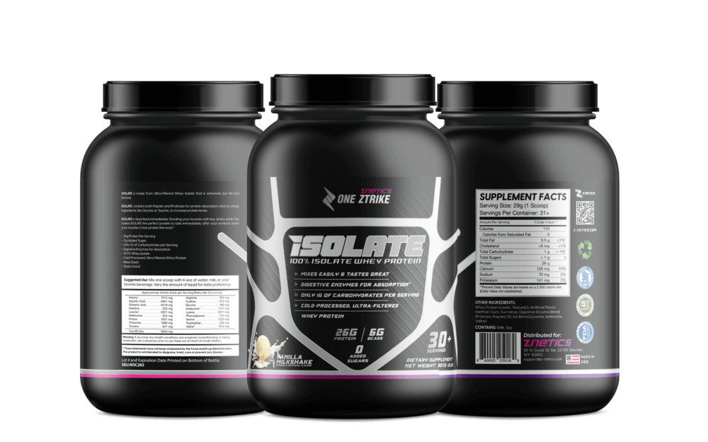 ZNETICS ONE ZTRIKE Whey Protein Isolate Powder - Vanilla Milkshake